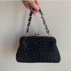 The Sak Black Silk Woven Clutch